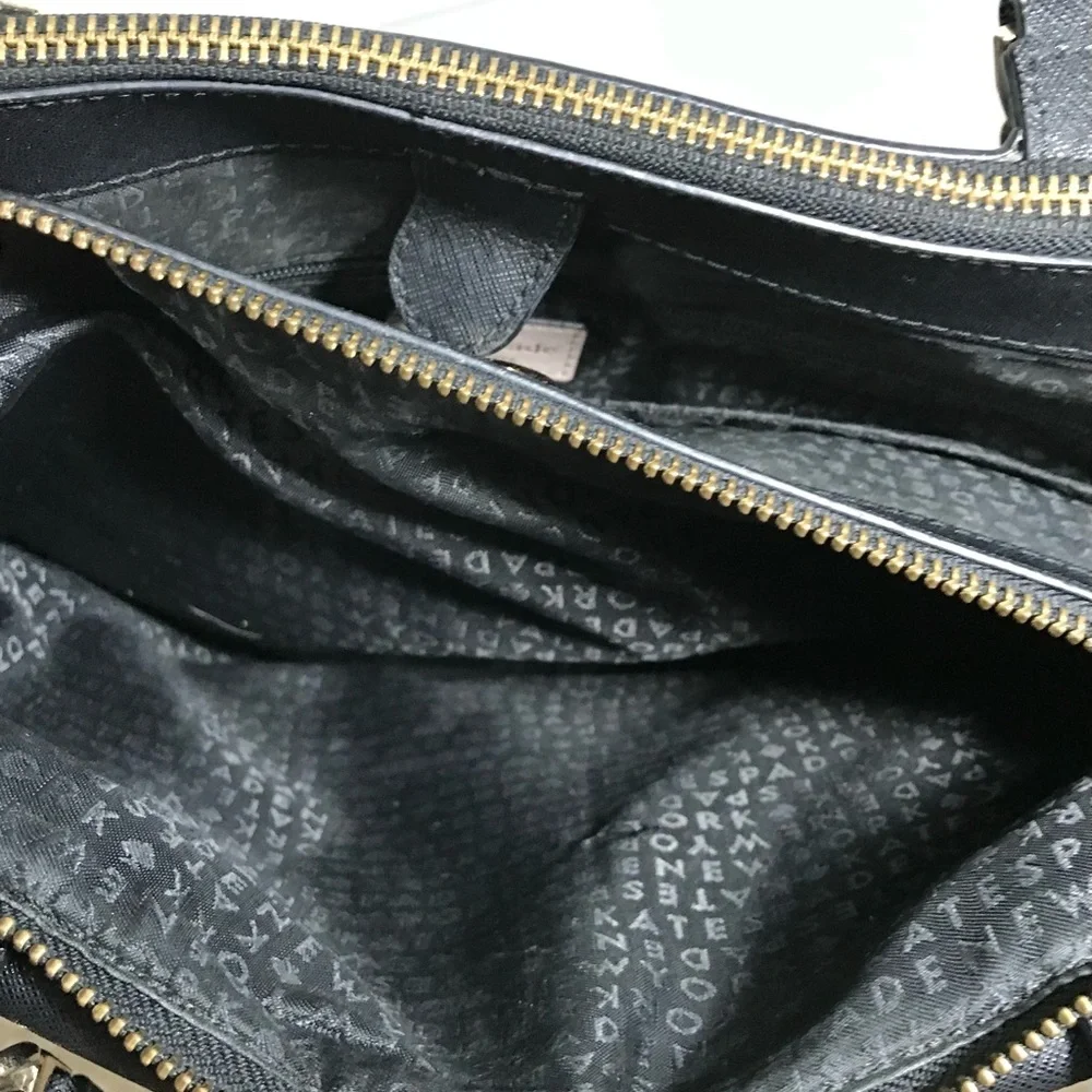 kate spade Large Black Satchel with Beige Bow Trim